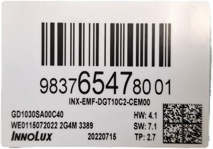 ALS NIEUW INNOLUX GD1030SA00C40 INX-EMF-DGT10C2-CEM00 9837654780